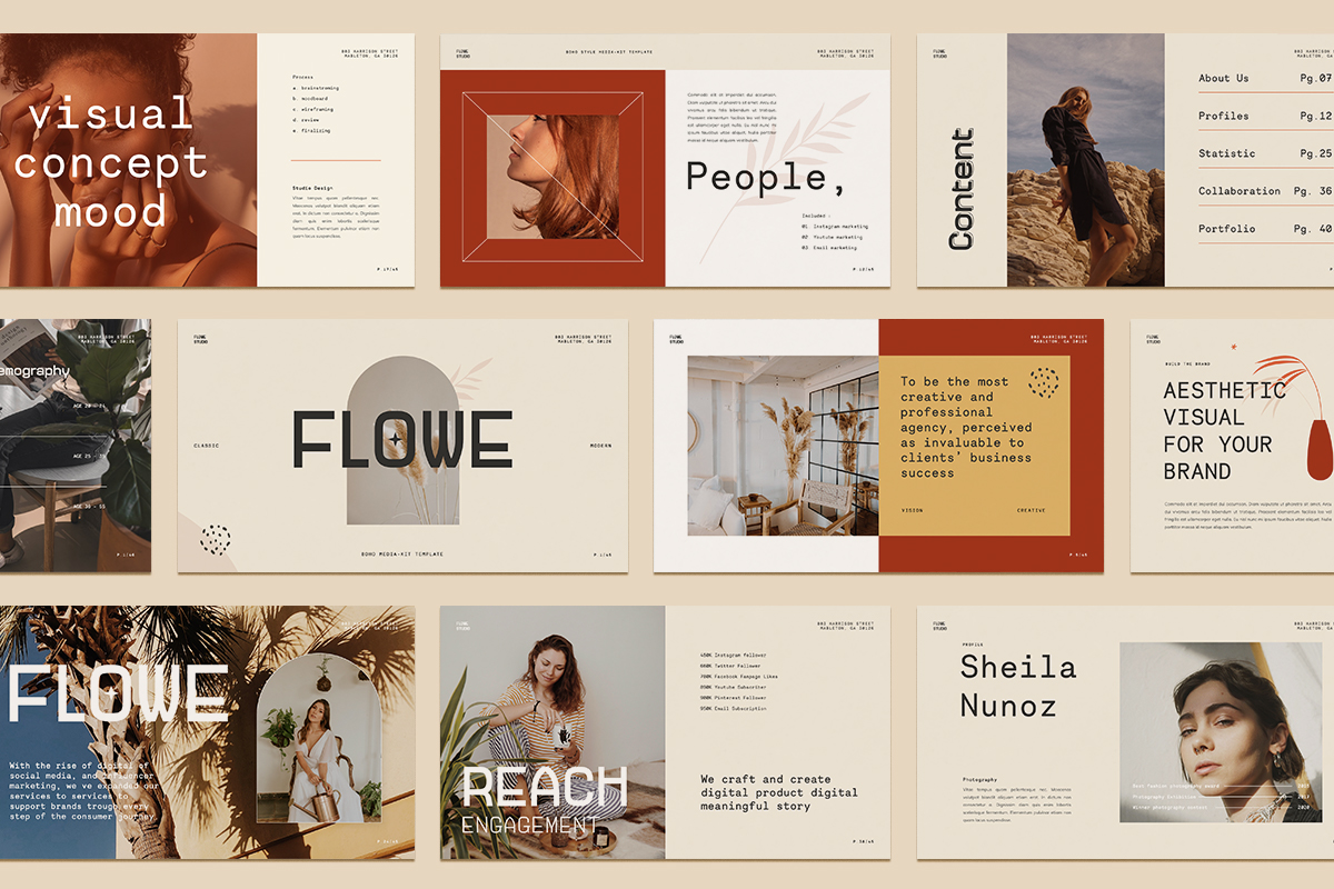 Flowe - Media Kit PowerPoint Template