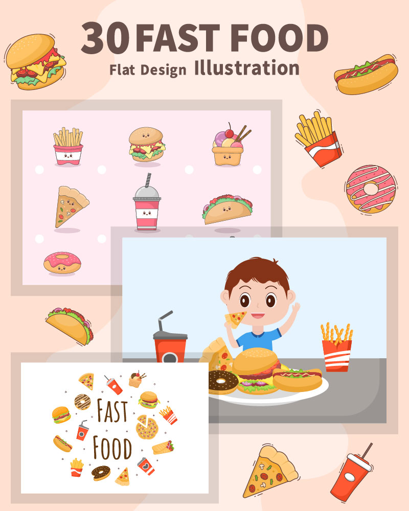 30 Fast food and Burger Vector