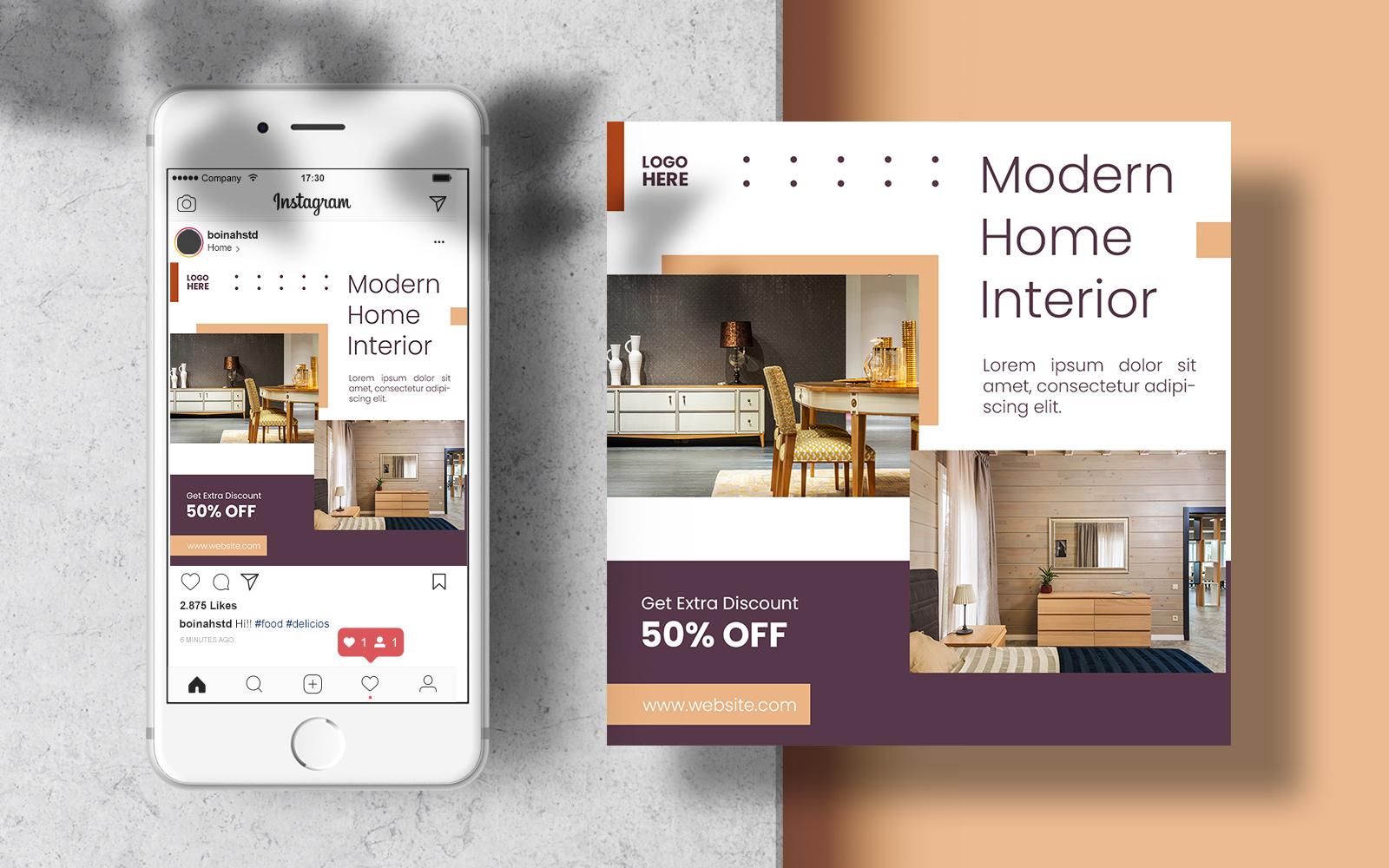 Instagram Post For Home Interior Template Banner Social Media