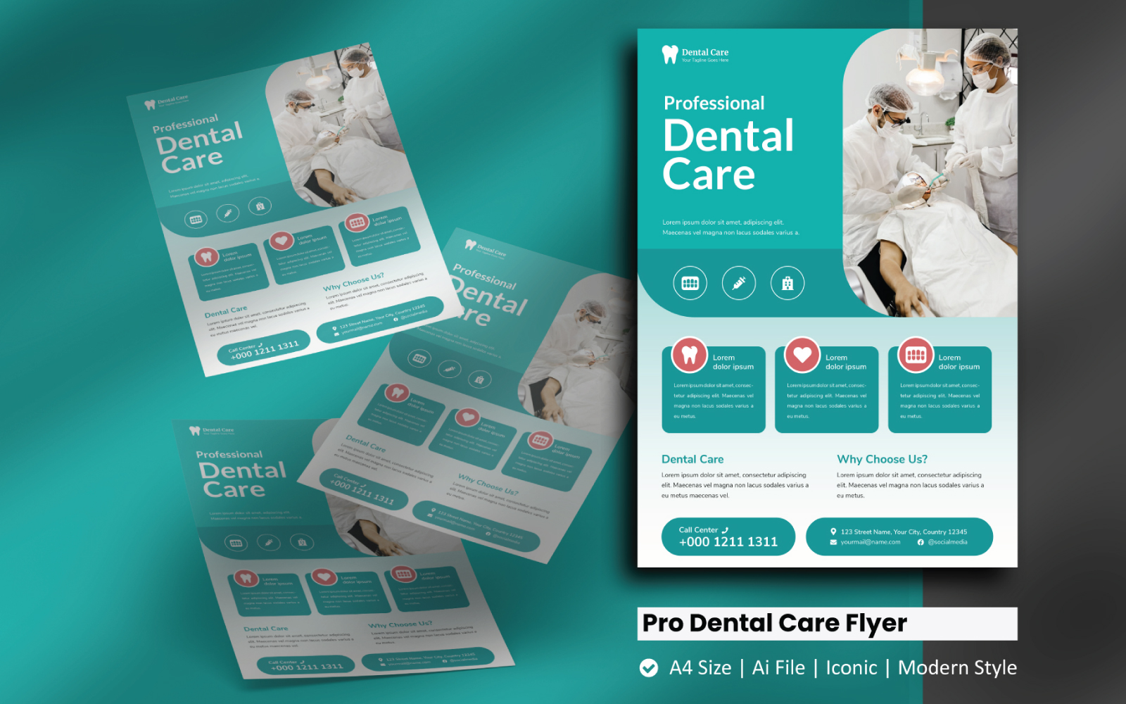 Professional Dental Care Flyer Corporate Identity Template