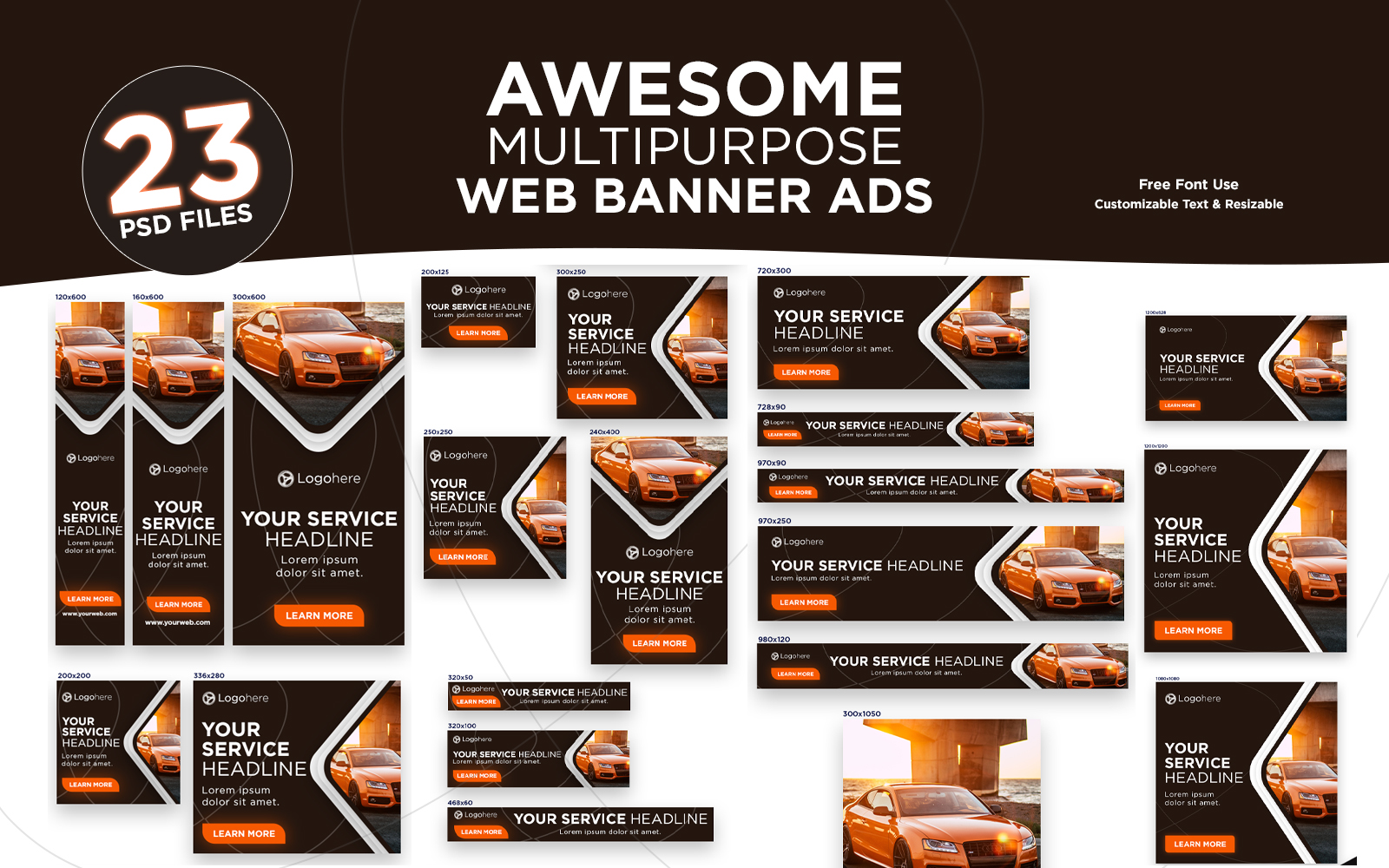 Awesome Multipurpose Car Web Banner Ads Social Media