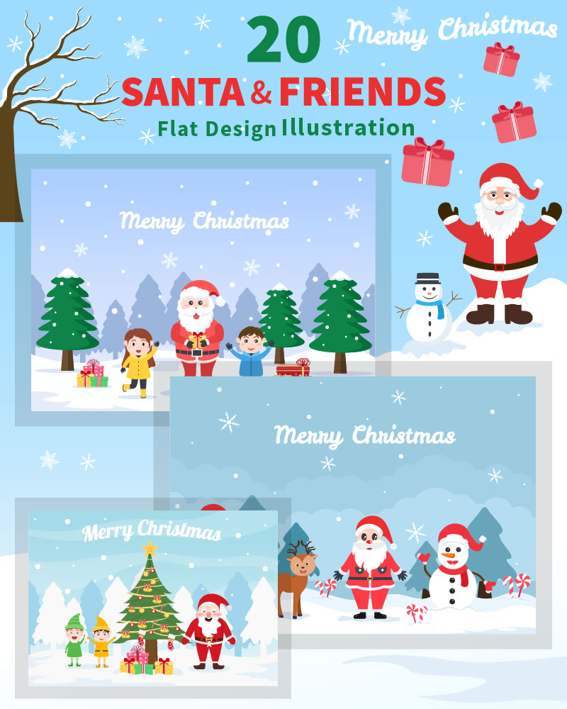 20 Christmas Background, Santa Claus Vector