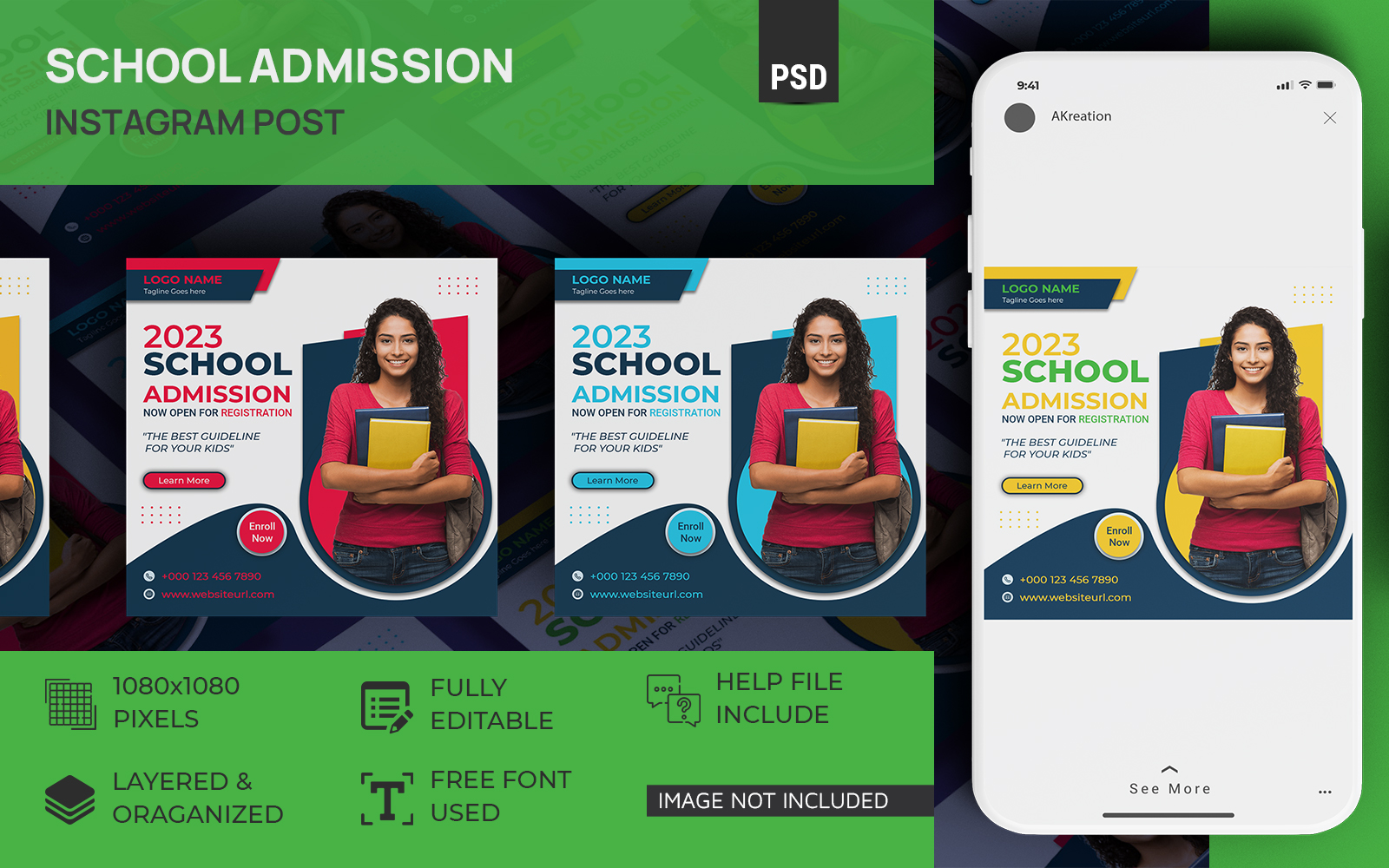 School Admission Social Media Post Design Template