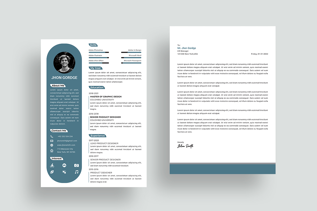 New Blue Corporate Resume Template with Cover Letter