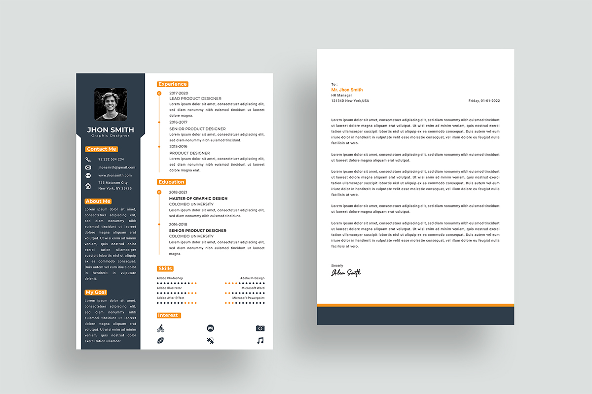 Minimalist Dark Gray Resume Template