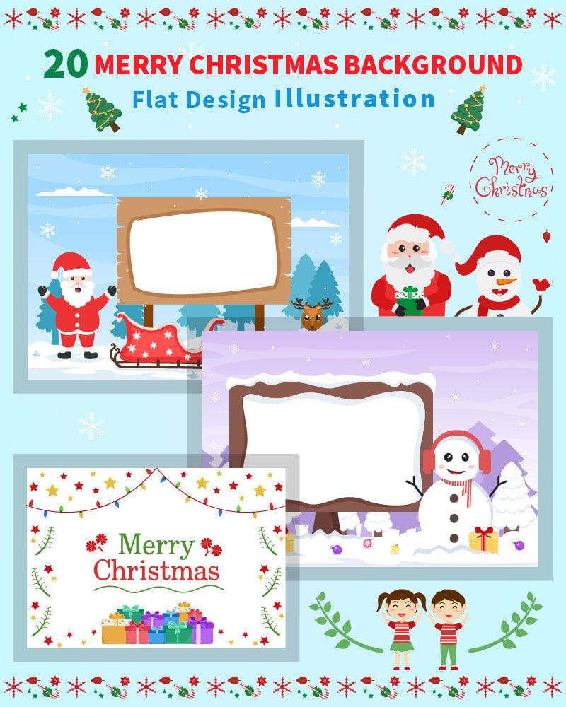 20 Merry Christmas With Santa Claus Background Vector