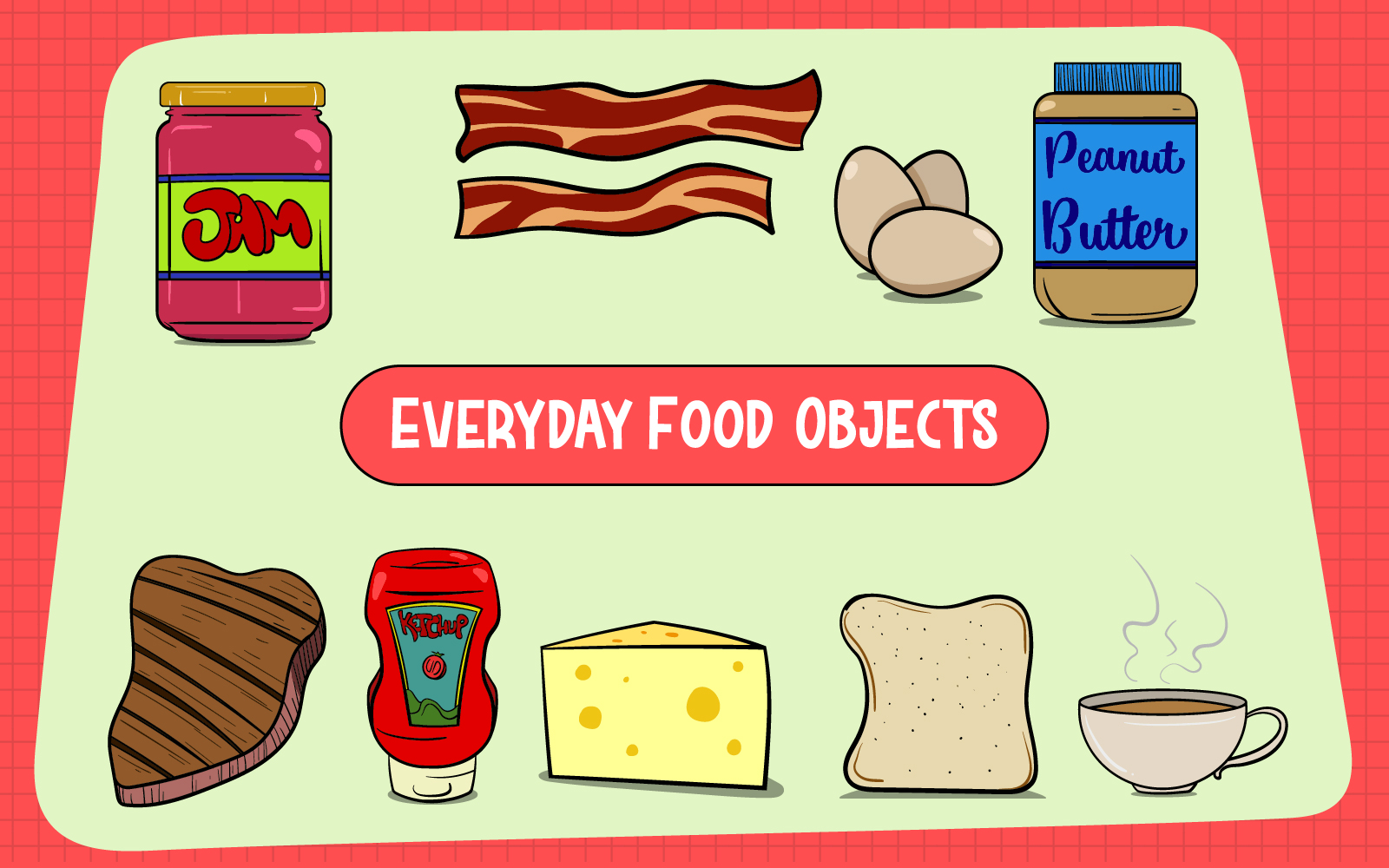 Big Set Of Common Food Items Found In Every House Vector Illustrations