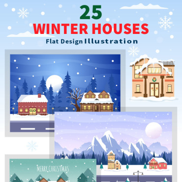 House Christmas Illustrations Templates 194568