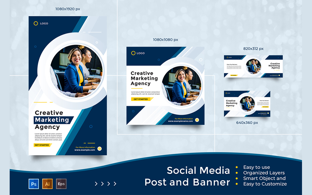 Creative Marketing Agency - Social Media Post And Banner Templates