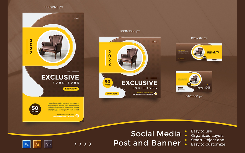 Exclusive Furniture Sale - Social Media Post And Banner Templates