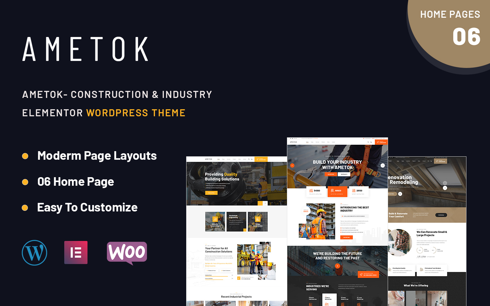 Ametok - Construction & Industry Wordpress Elementor Theme