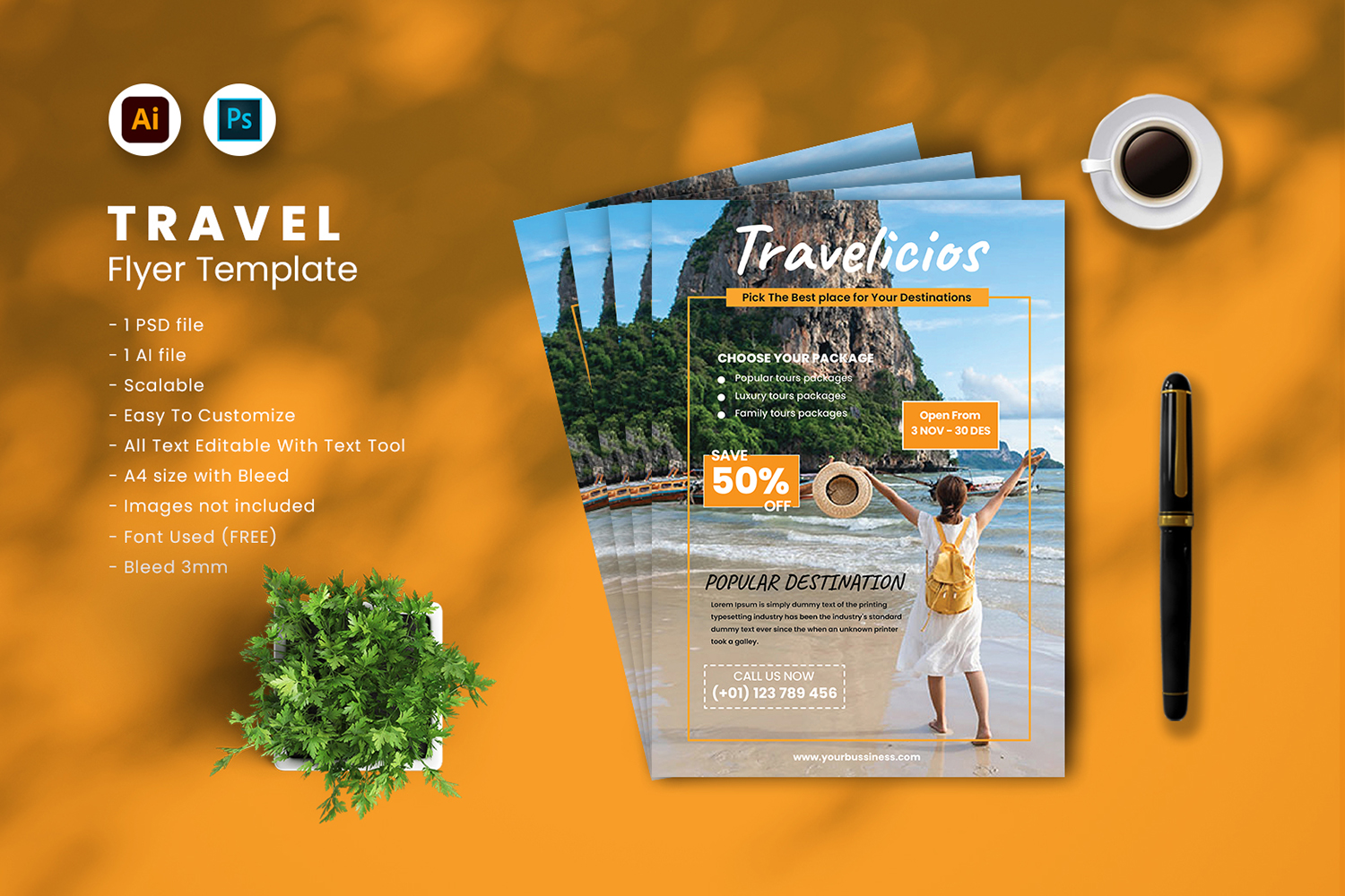 Travel flyer Template vol-15