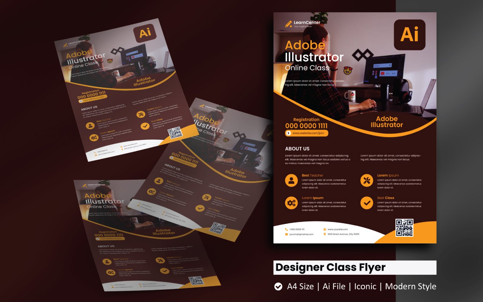 Adobe Illustrator Online Class Flyer Corporate Identity Template