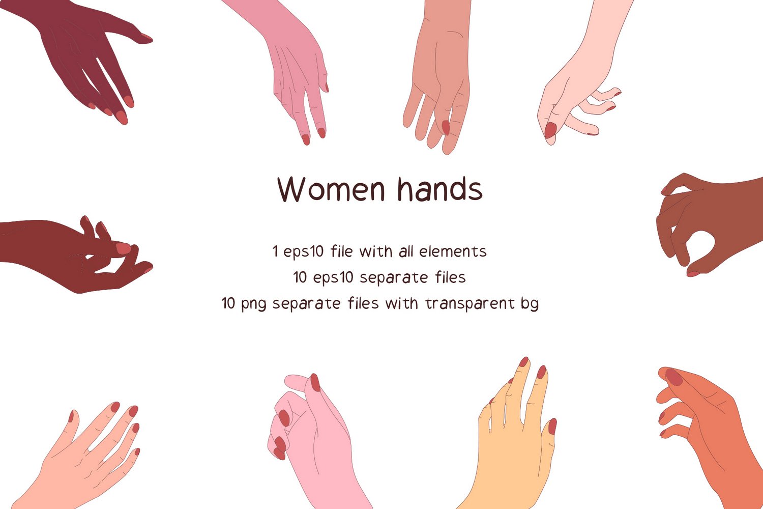 Woman Hands Collection - Vector And PNG