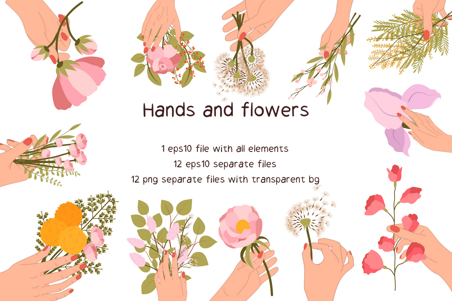 Women Hand With Flowers Vector Clipart