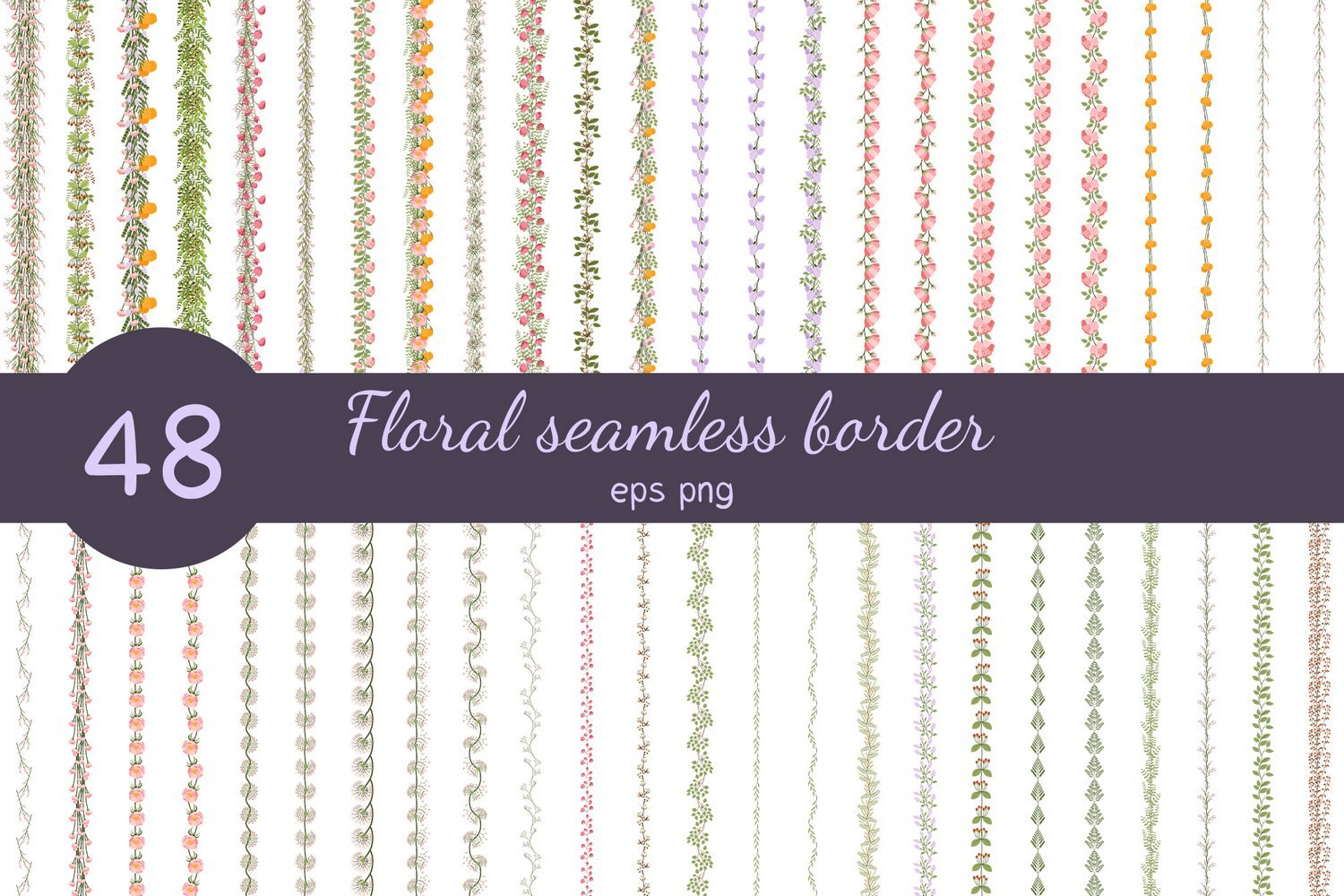 Floral Seamless Border Collection EPS10 PNG Vectors