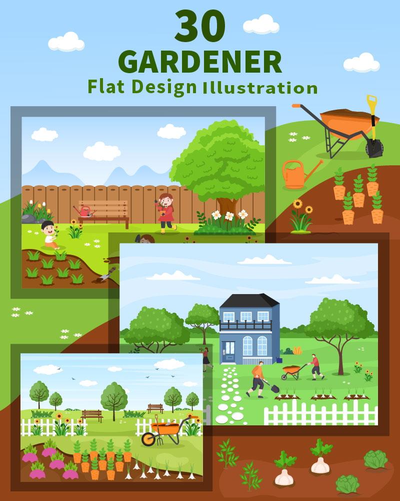 30 Farm Gardener Background Vector