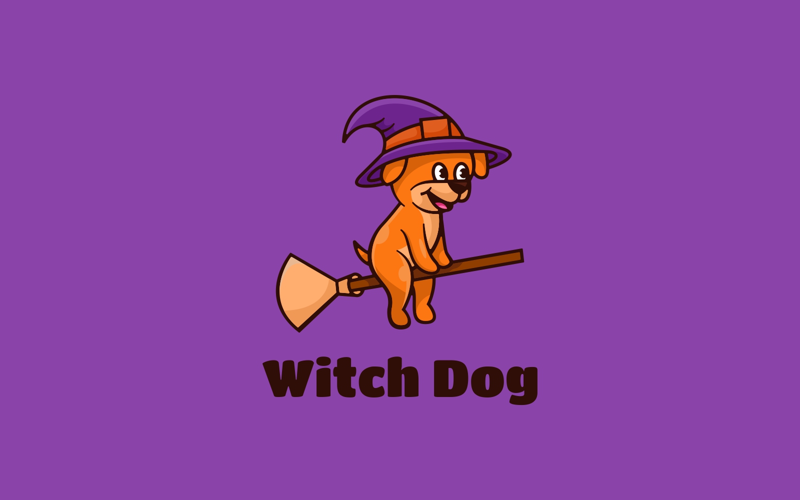 Witch Dog Cartoon Logo Style