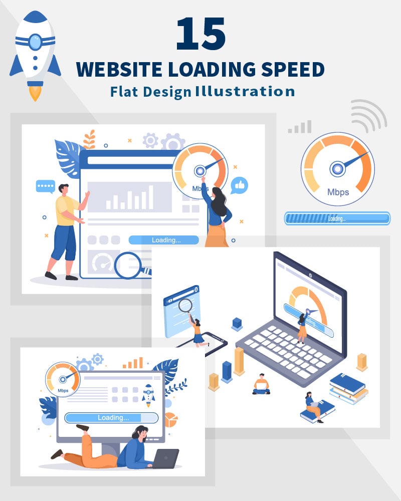 15 Website Loading Speed Optimization Vector Illustration