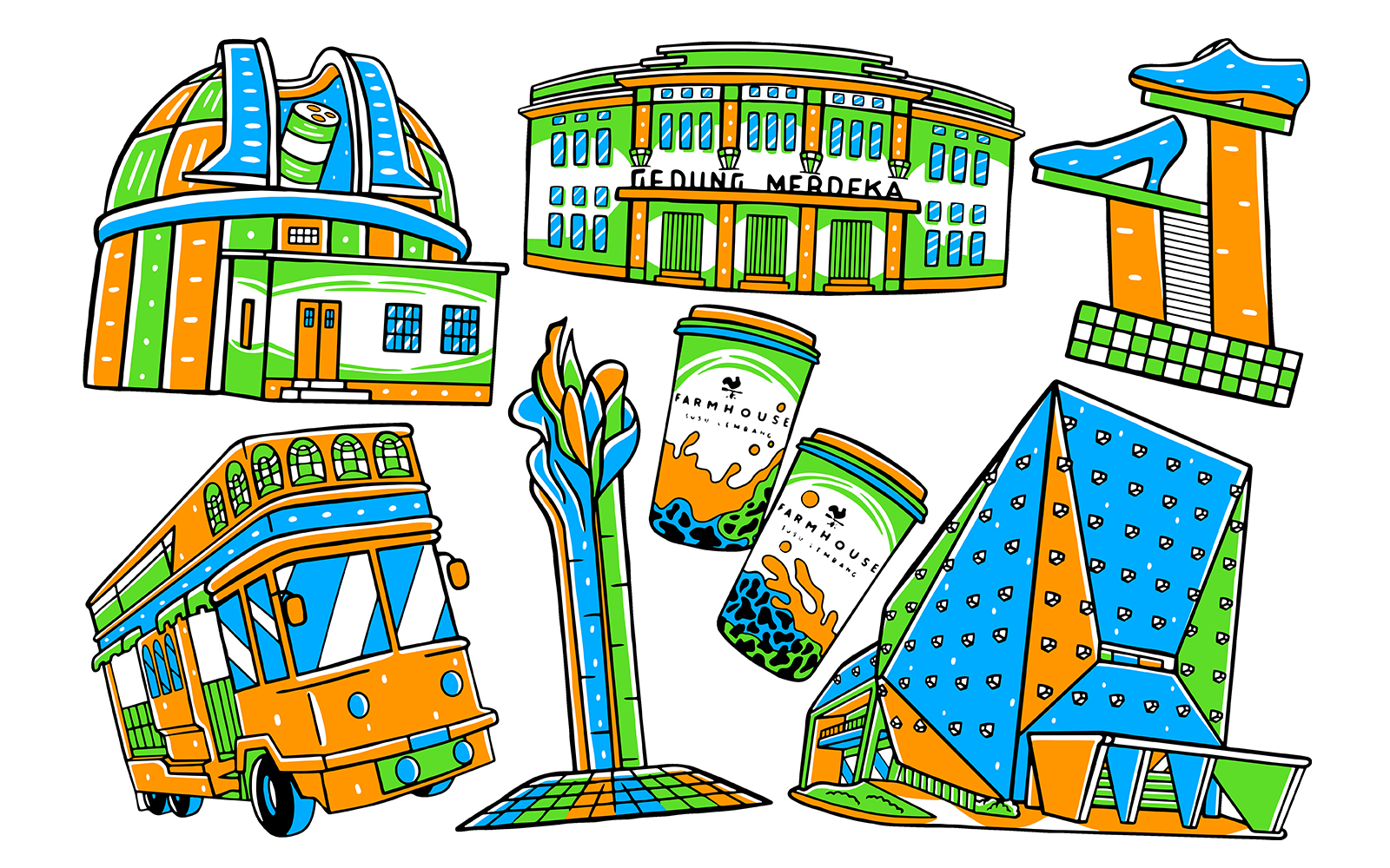 Bandung City - Doodle Vector #01