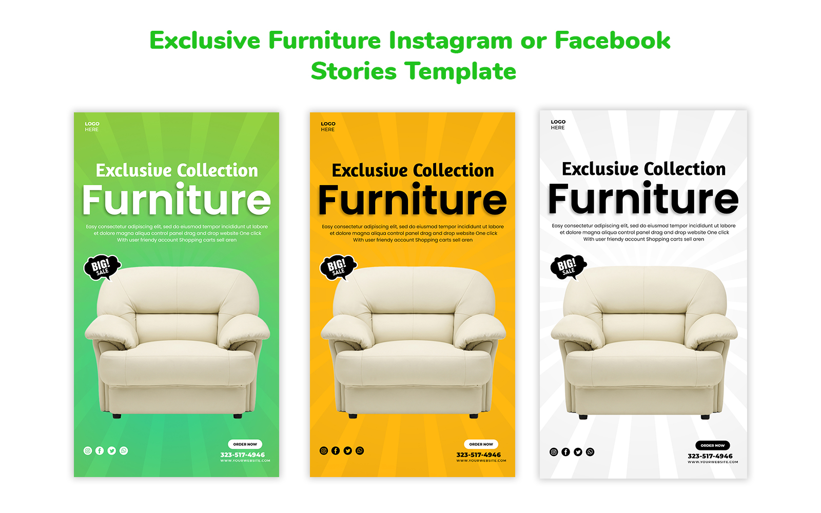 Exclusive Furniture Instagram or Facebook  Stories Template Social Media