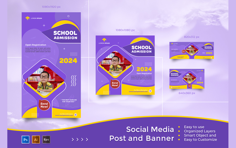 School Education Admission - Social Media Post And Banner Templates