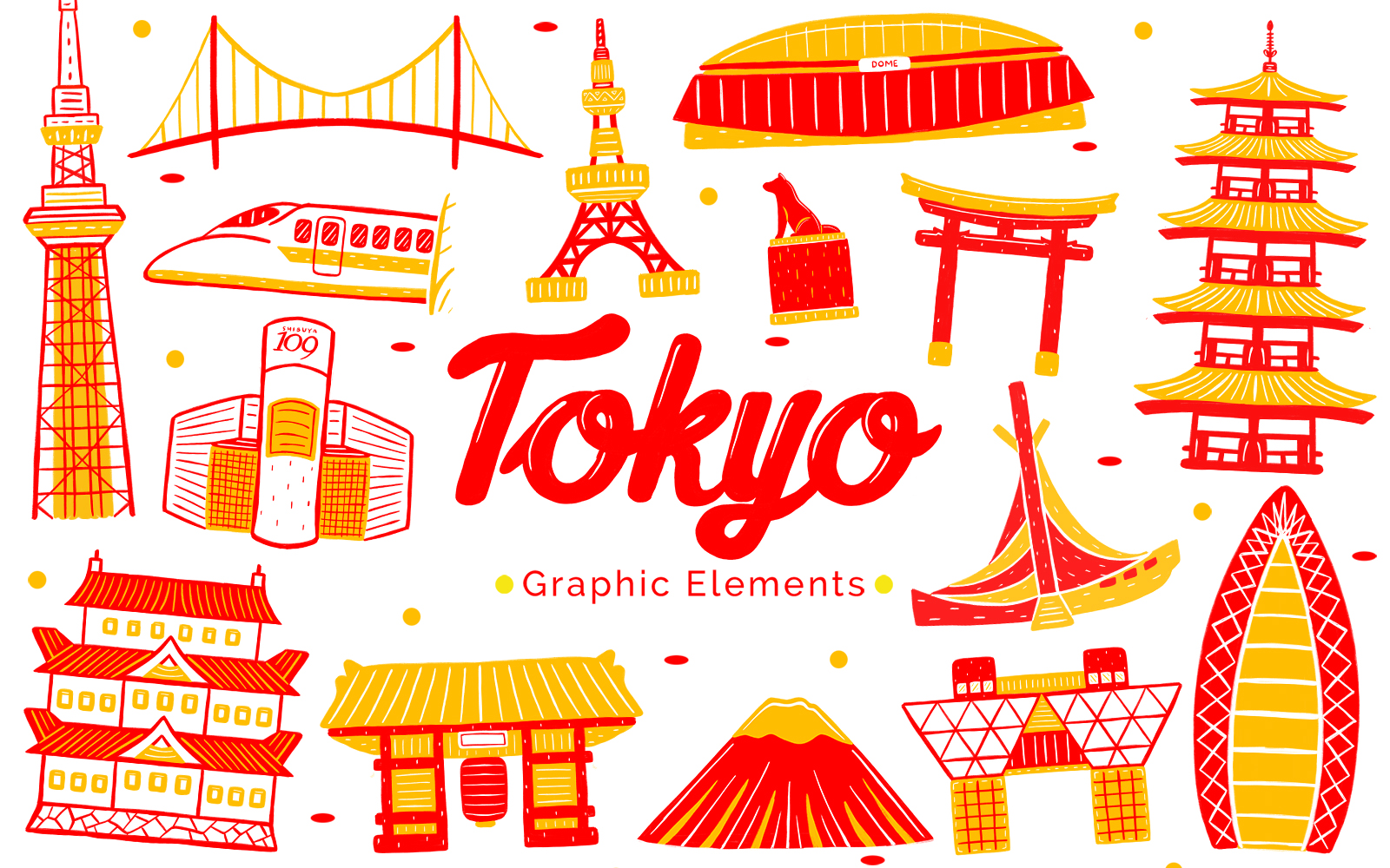 Tokyo Landmark - Graphic Elements Illustration