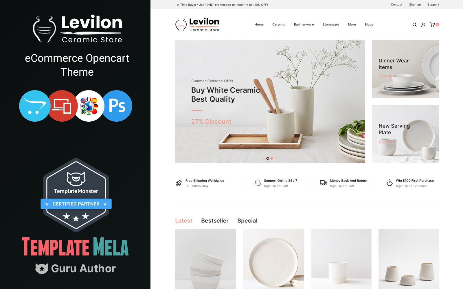 Levilon - Ceramic and Craft OpenCart Theme