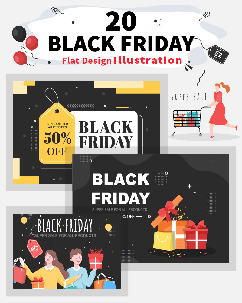 20 Black Friday Give Big Discount Sale Vector