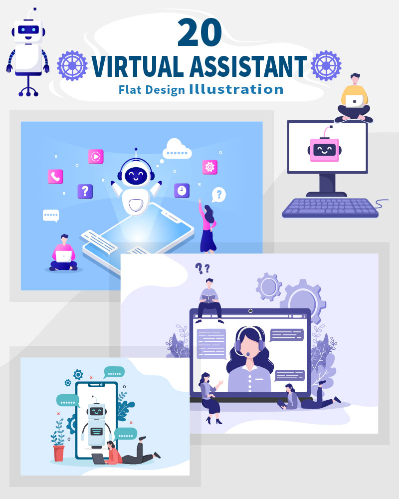 20 Robot Virtual Assistance or Chatbot Vector