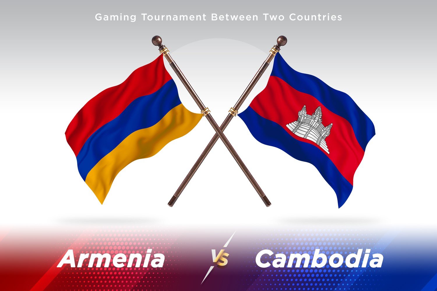 Armenia versus Cambodia Two Flags.