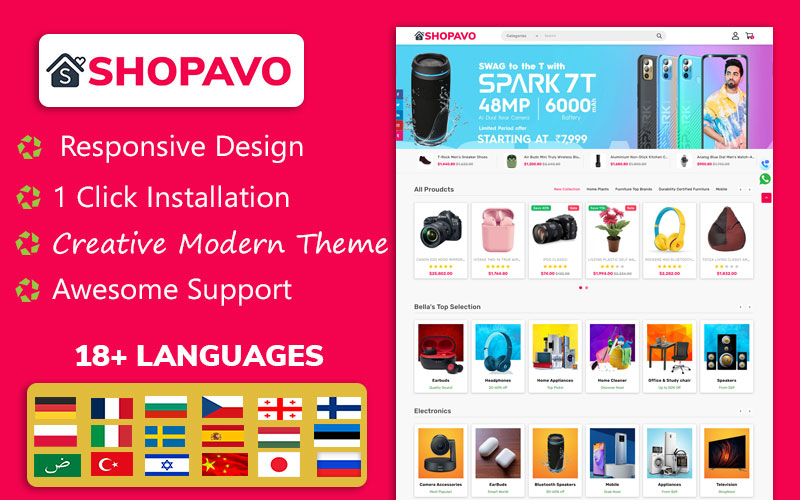 Shopavo Electronic, Fashion, Shoes, Toys OpenCart Theme