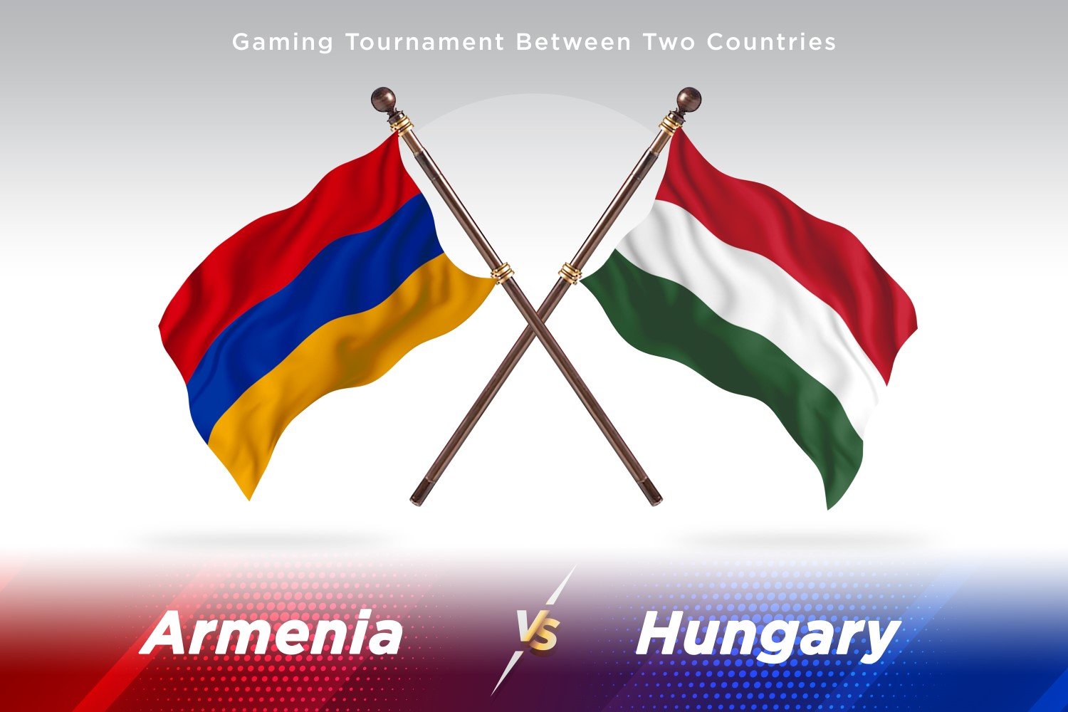 Armenia versus Hungary Two Flags