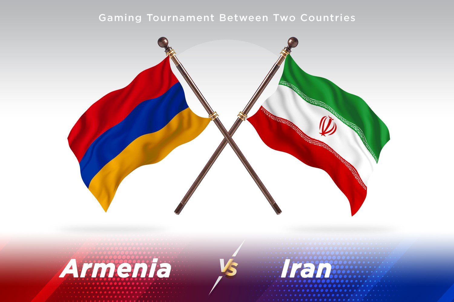 Armenia versus Iran Two Flags