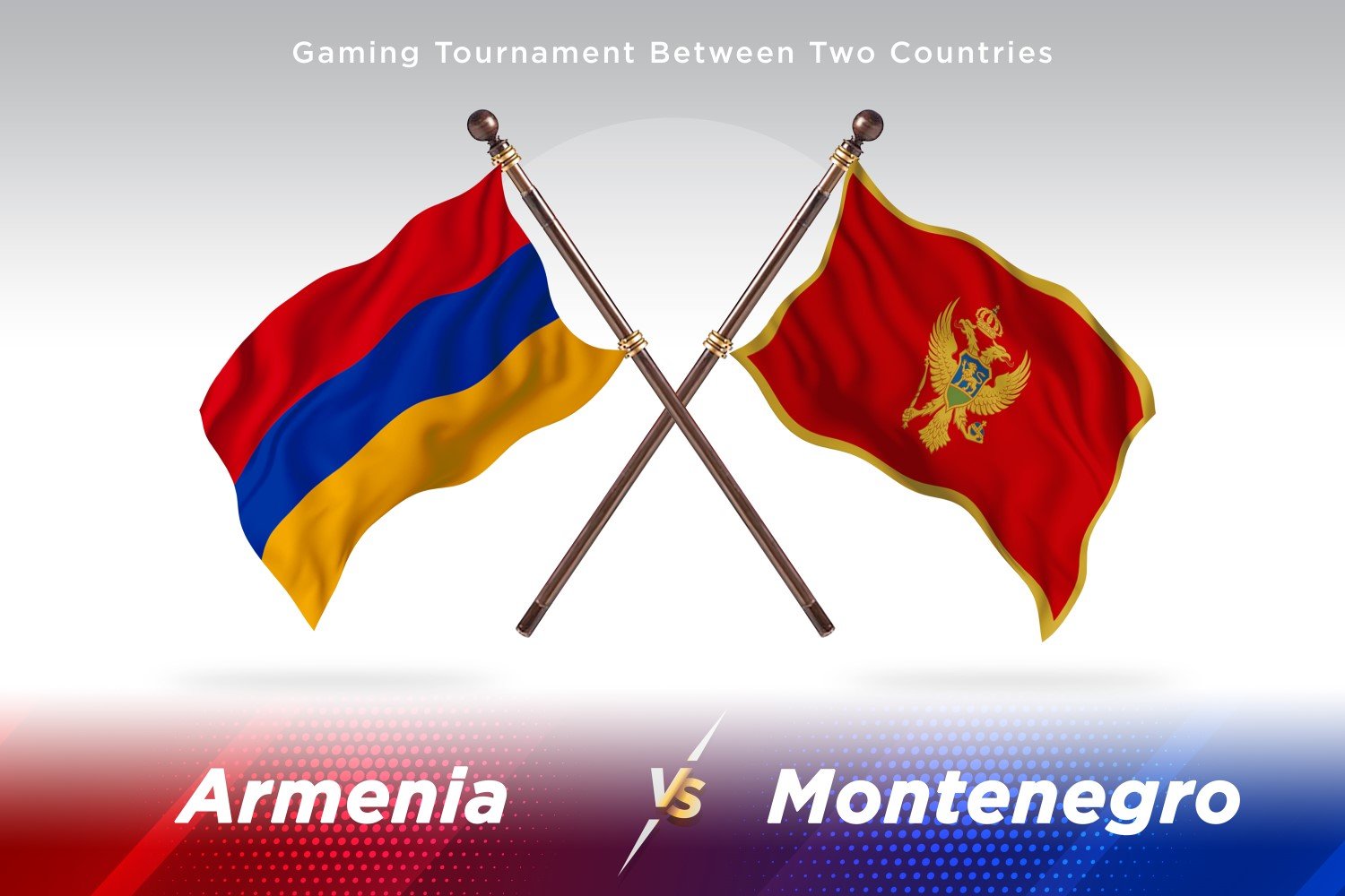 Armenia versus Montenegro Two Flags