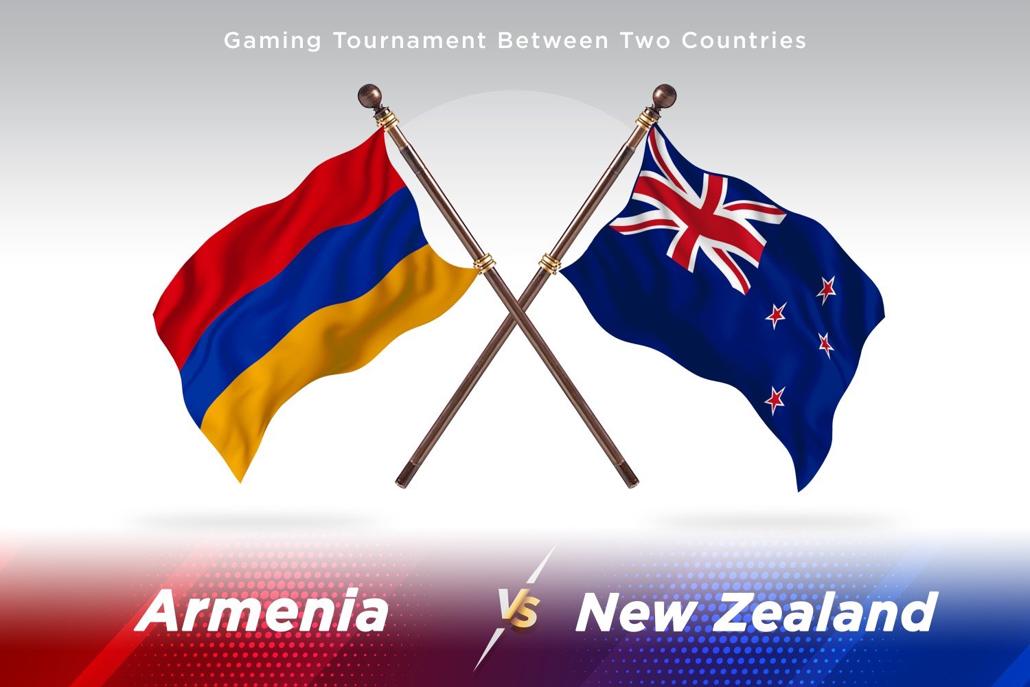 Armenia versus New Zealand Two Flags