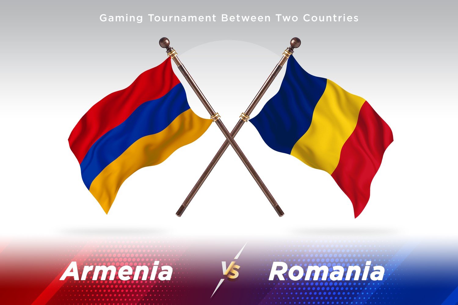 Armenia versus Romania Two Flags