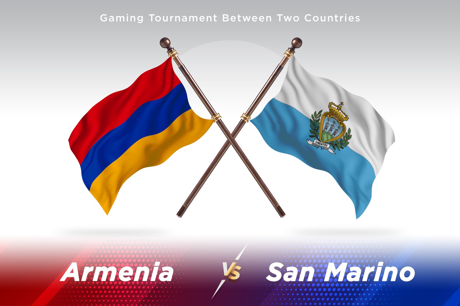 Armenia versus San Marino Two Flags