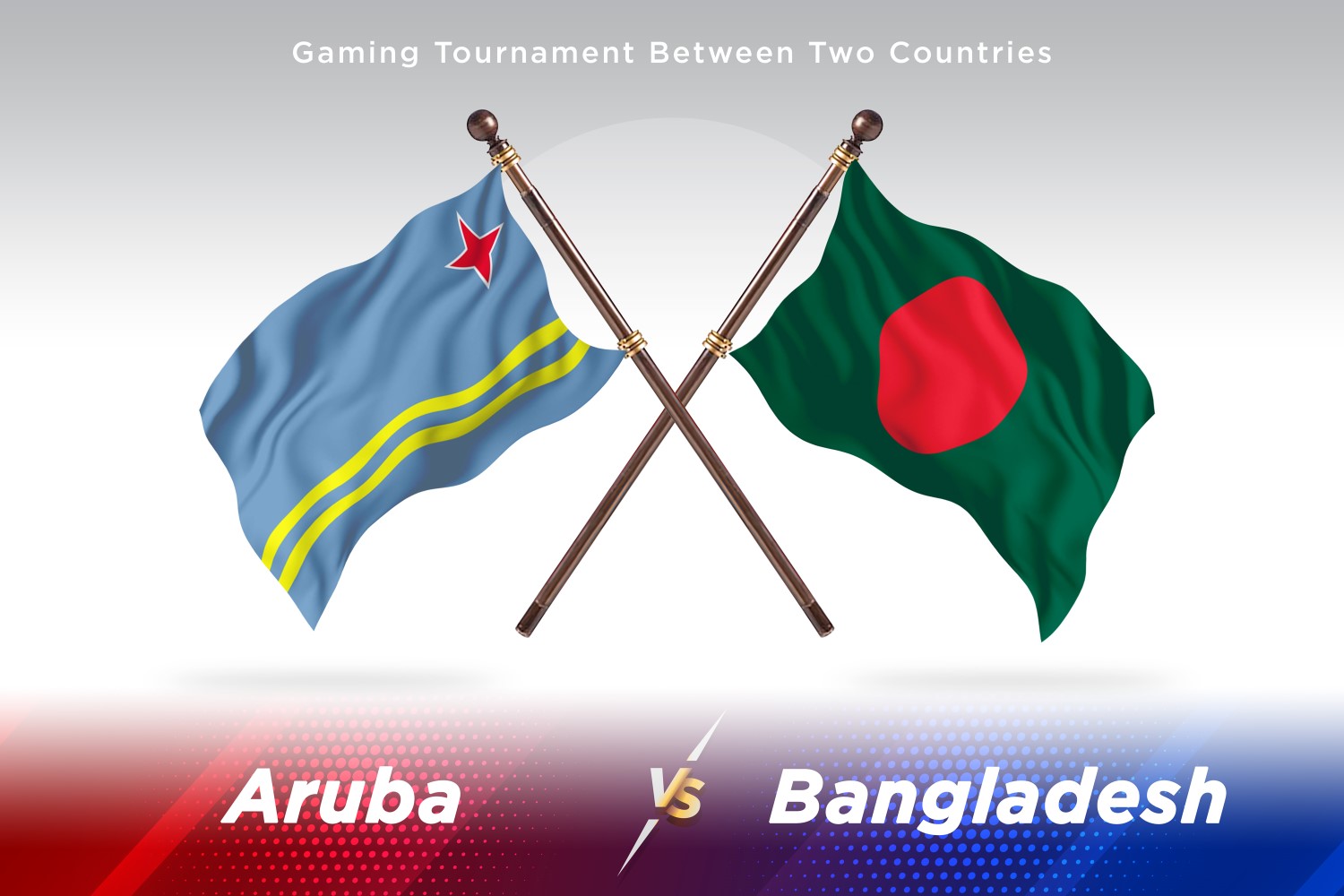 Aruba versus Bangladesh Two Flags