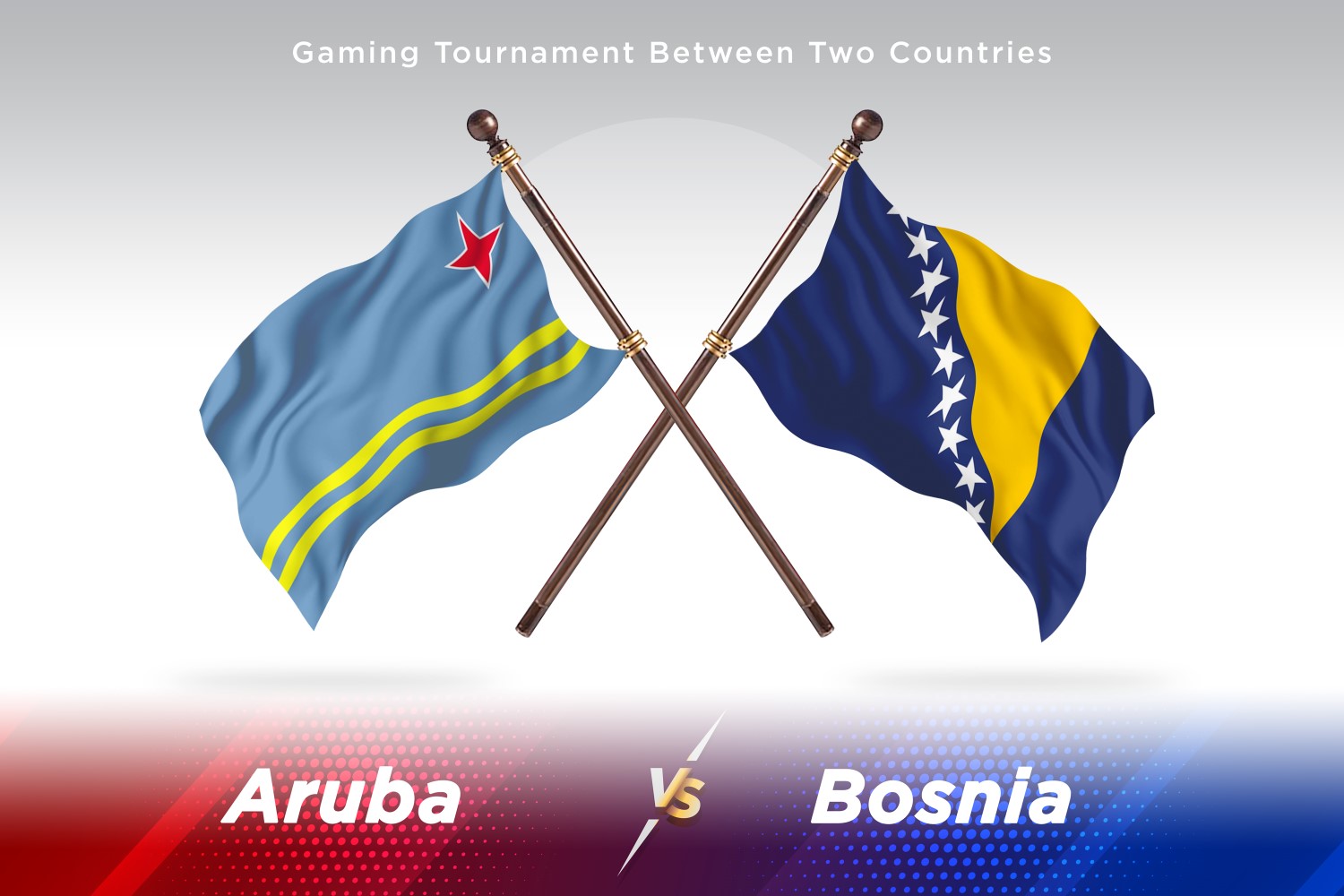 Aruba versus Bosnia and Herzegovina Two Flags