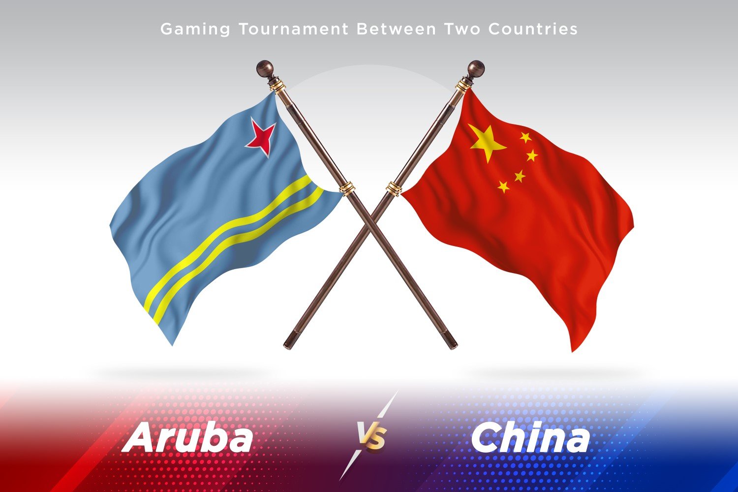 Aruba versus China Two Flags