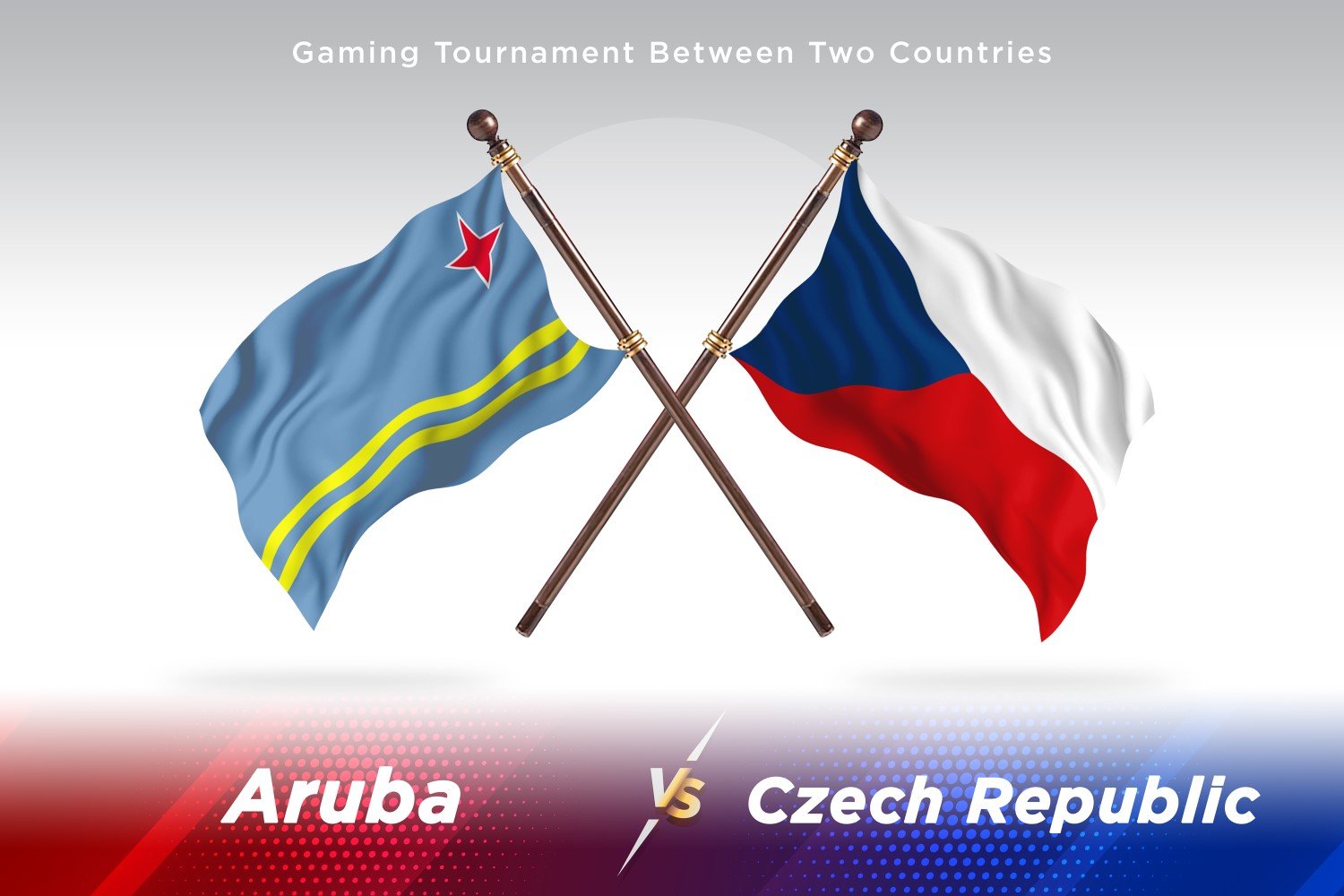 Aruba versus Czech Republic Two Flags