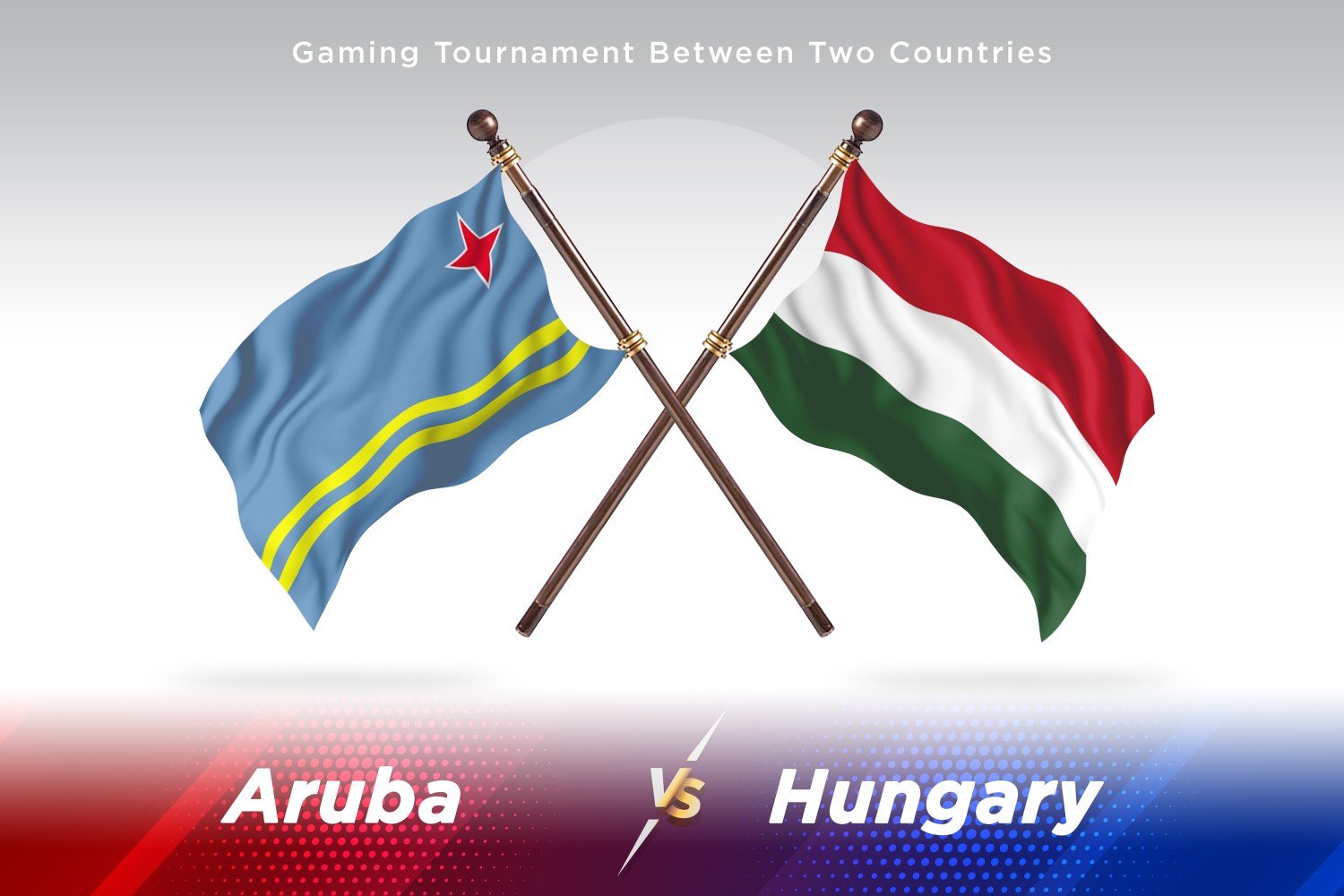 Aruba versus Hungary Two Flags