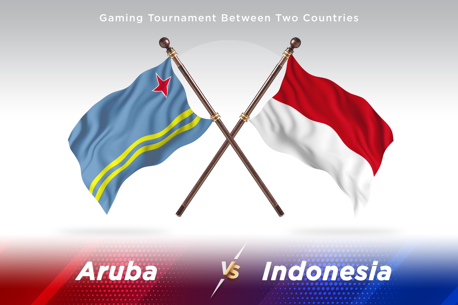 Aruba versus Indonesia Two Flags