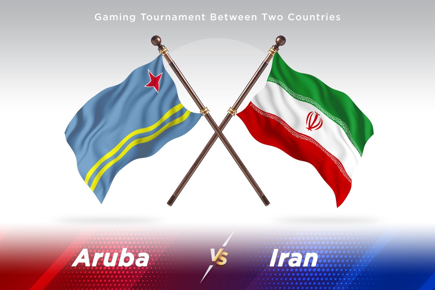 Aruba versus Iran Two Flags