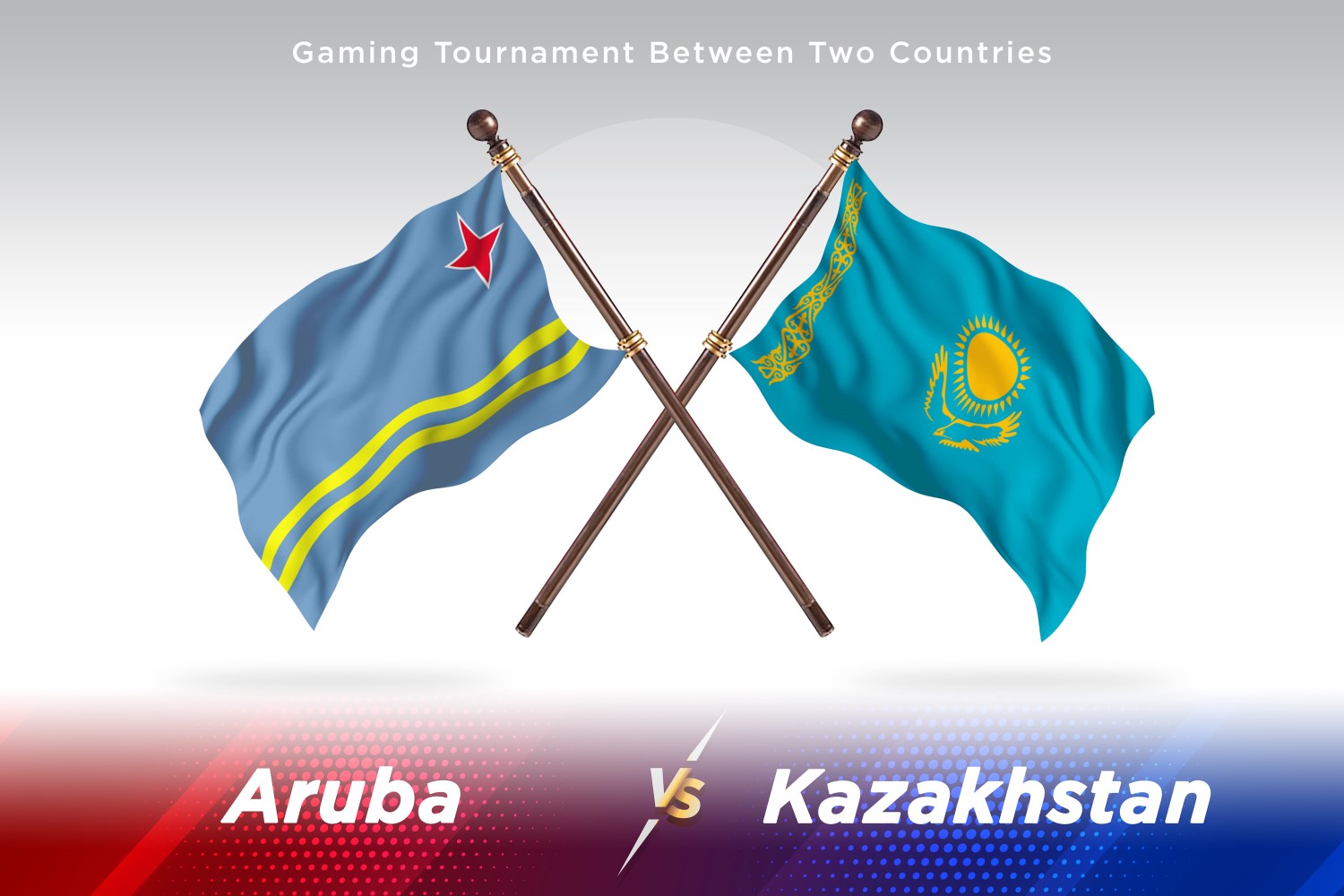 Aruba versus Kazakhstan Two Flags