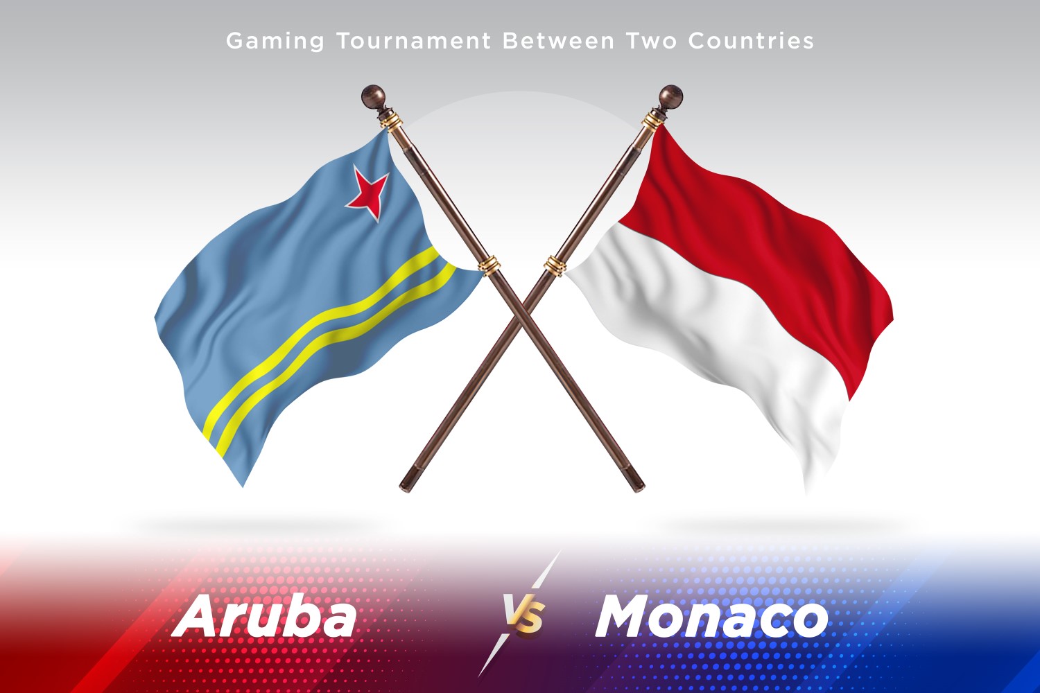 Aruba versus Monaco Two Flags.