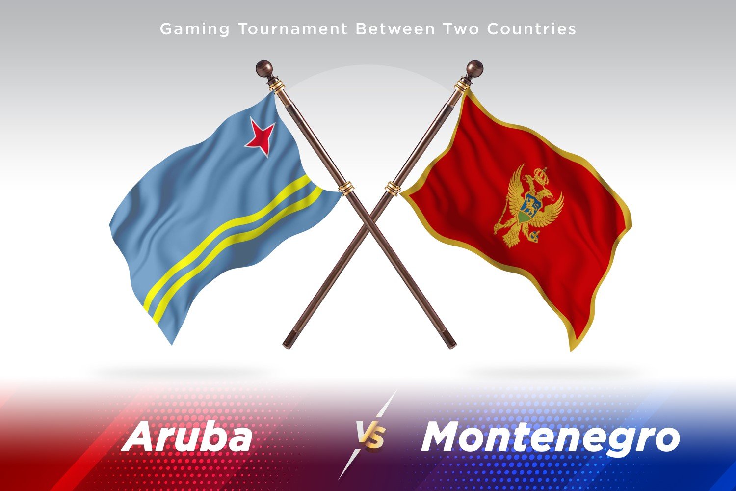 Aruba versus Montenegro Two Flags