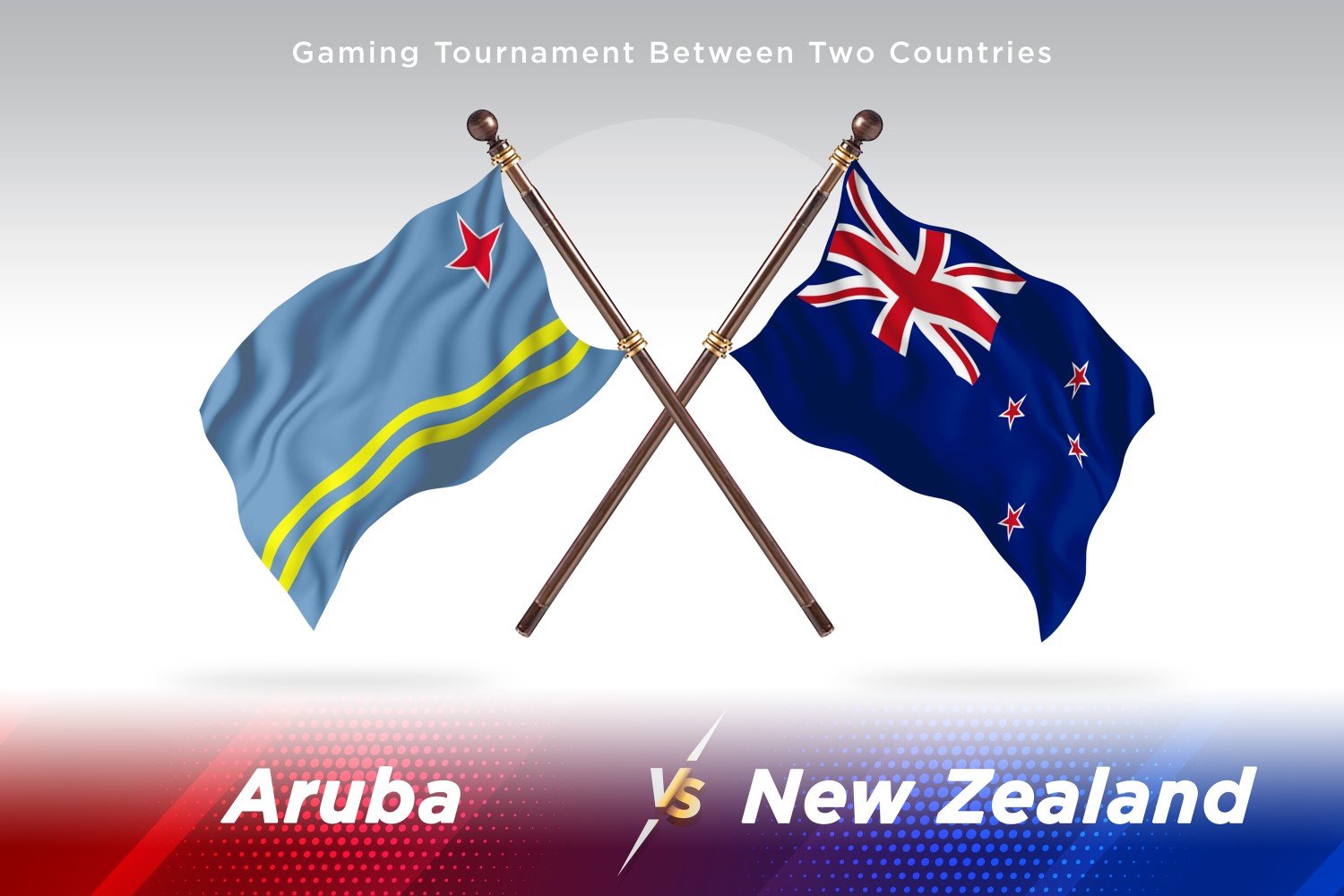 Aruba versus New Zealand Two Flags