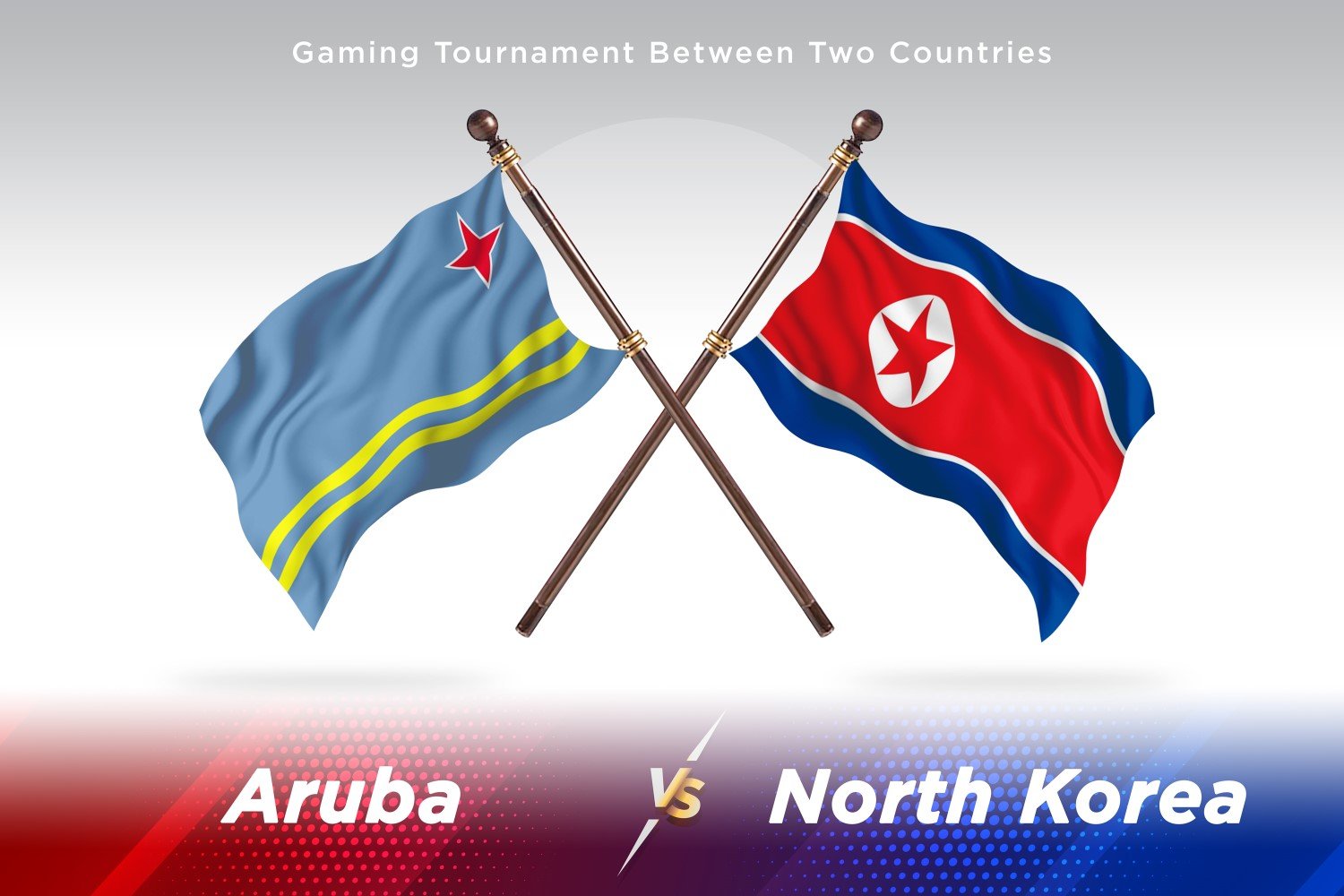 Aruba versus North Korea Two Flags